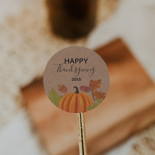 Happy Thanksgiving Autumn Colors  Classic Round Sticker
