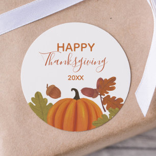 Happy Thanksgiving Autumn Colors Classic Round Sticker