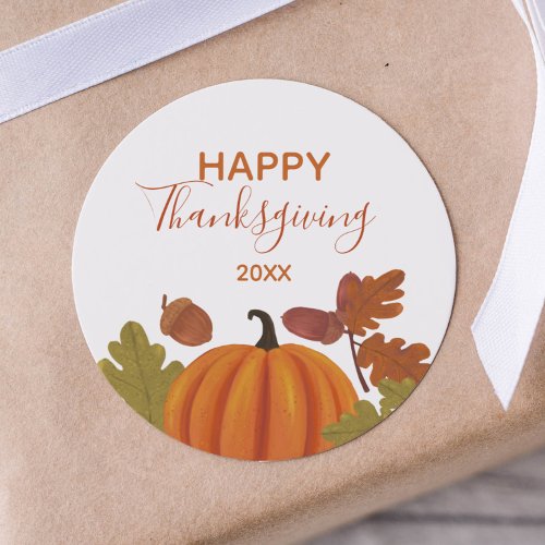 Happy Thanksgiving Autumn Colors  Classic Round Sticker