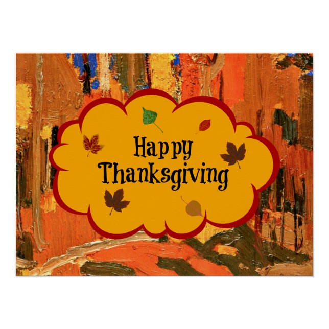 Happy Thanksgiving, Autumn Colors, Poster (Front)