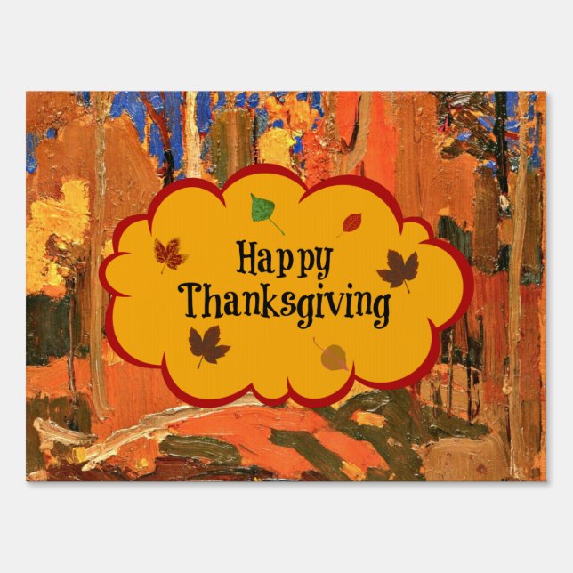 Happy Thanksgiving, Autumn Colors, Sign (Front)