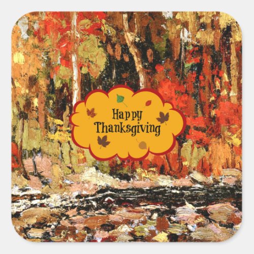Happy Thanksgiving autumn colors Square Sticker