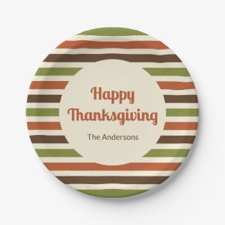 Happy Thanksgiving Autumn Colors Stripes