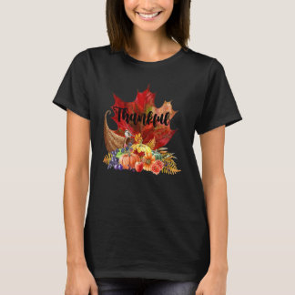 Happy Thanksgiving Autumn Fall Maple Leaves Thankf T-Shirt