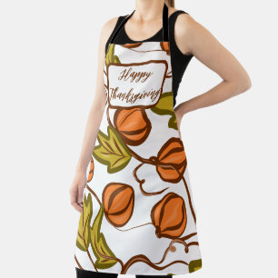 Happy Thanksgiving Autumn Fall Pumpkin Vines  Apron