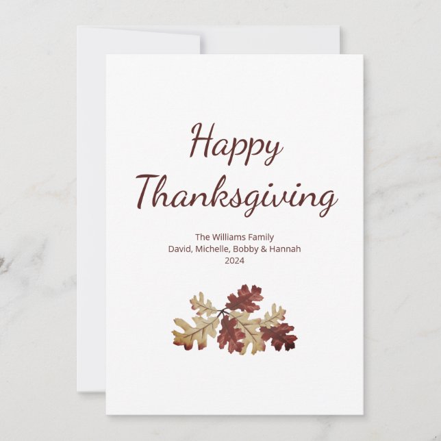 Happy Thanksgiving Autumn Foliage Botanical  Holiday Card (Front)