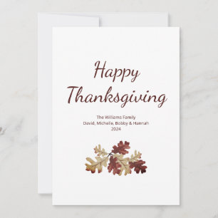 Happy Thanksgiving Autumn Foliage Botanical  Holiday Card