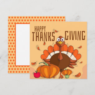 Happy Thanksgiving Autumn Greeting Card Flat