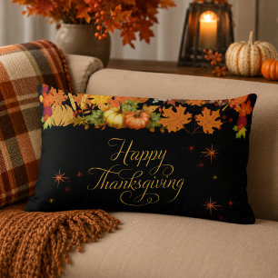 Happy Thanksgiving Autumn Harvest Lumbar Pillow