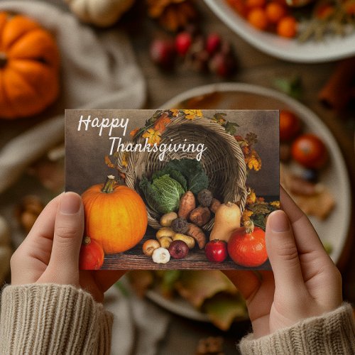 Happy Thanksgiving Autumn Harvest Pumpkin Postcard