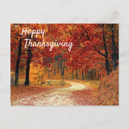 Happy Thanksgiving Autumn Landscape Scene Fall Postcard