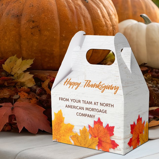 Happy Thanksgiving Autumn Leaves Business Party Favor Boxes (Creator Uploaded)