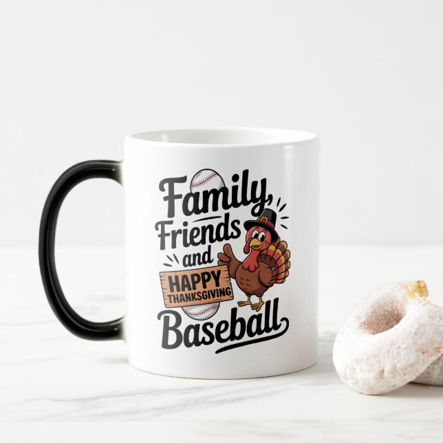 Happy Thanksgiving Autumn Leaves Color Morph Mug (With Donut)