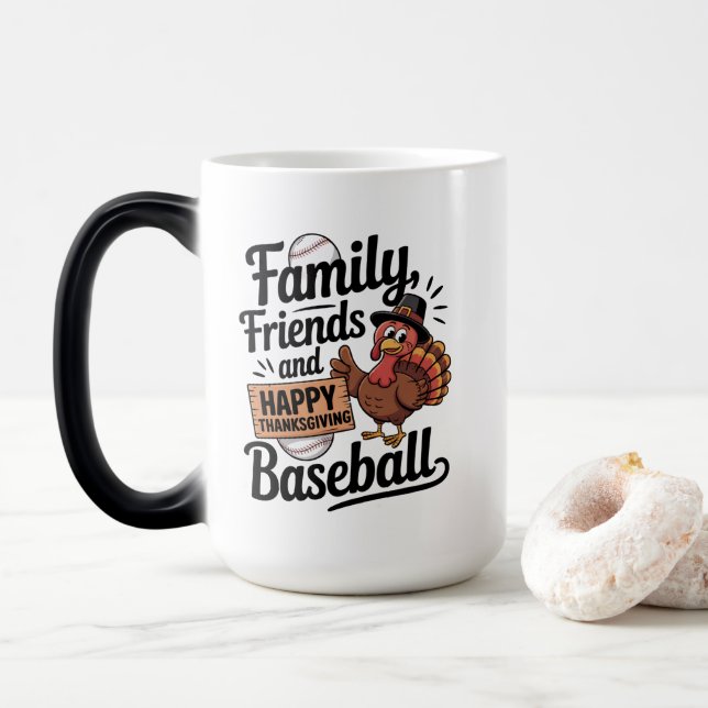 Happy Thanksgiving Autumn Leaves Color Morph Mug (With Donut)