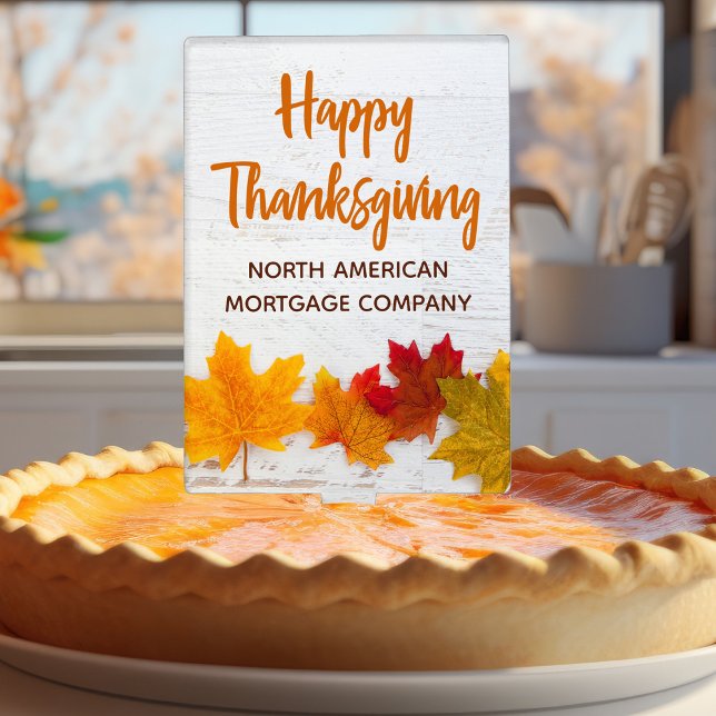 Happy Thanksgiving Autumn Leaves Custom Party Cake Topper (Creator Uploaded)