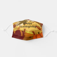 Happy Thanksgiving Autumn Leaves Fabric Adult Cloth Face Mask
