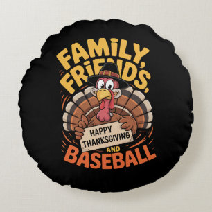 Happy Thanksgiving Autumn Leaves Round Pillow