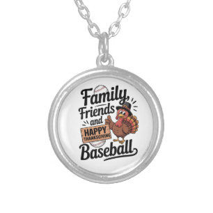 Happy Thanksgiving Autumn Leaves Silver Plated Necklace