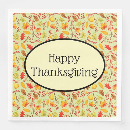 Happy Thanksgiving Autumn Pattern Paper Napkin