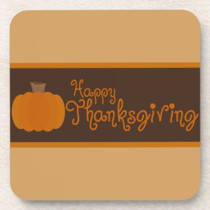 Happy Thanksgiving Autumn Pumpkin Drink Coaster