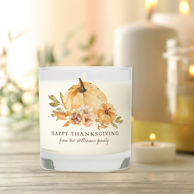Happy Thanksgiving Autumn Pumpkin Fall Custom Scented Candle (Creator Uploaded)