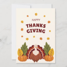 Happy Thanksgiving Autumn, Pumpkin & Turkey