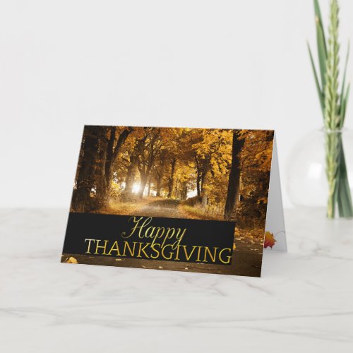 Happy Thanksgiving Autumn Road Holiday Card