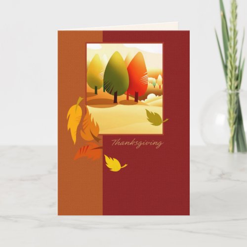 Happy Thanksgiving Autumn Scenery Holiday Card