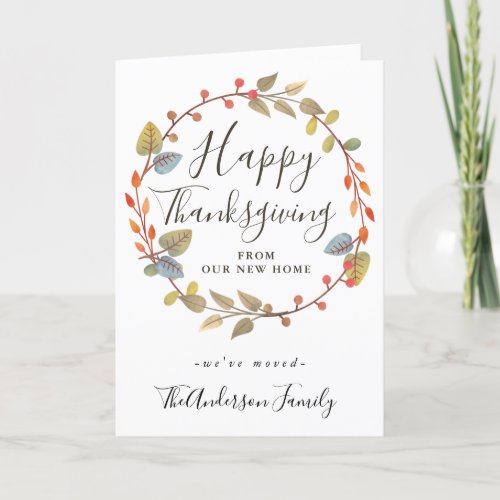 Happy Thanksgiving Autumn Wreath New Home Moving Announcement