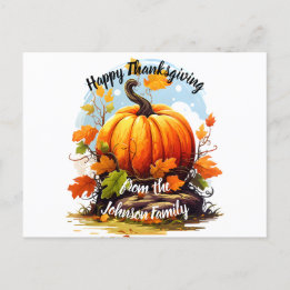 Happy Thanksgiving Autumnal colors pumpkin Holiday Postcard