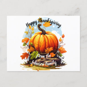 Happy Thanksgiving Autumnal colors pumpkin Holiday Postcard