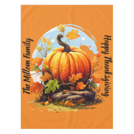 Happy Thanksgiving Autumnal colors pumpkin Tablecloth