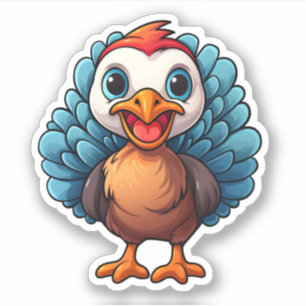 Happy Thanksgiving Awesome Cartoon Cute Turkey Sticker