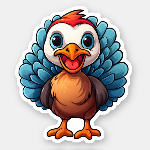 Happy Thanksgiving Awesome Cartoon Cute Turkey Sticker