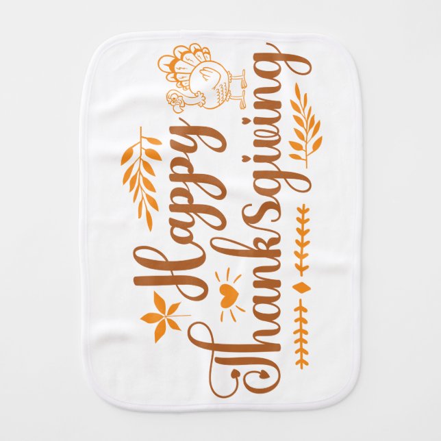 Happy Thanksgiving Baby Burp Cloth (Front)