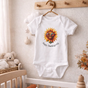 Happy Thanksgiving Baby Sunflower Fall Kids Bodysuit