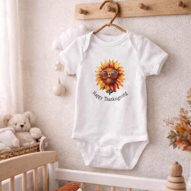 Happy Thanksgiving Baby Sunflower Fall Kids Bodysuit (Creator Uploaded)