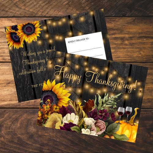 Happy Thanksgiving barn wood rustic greeting Postcard