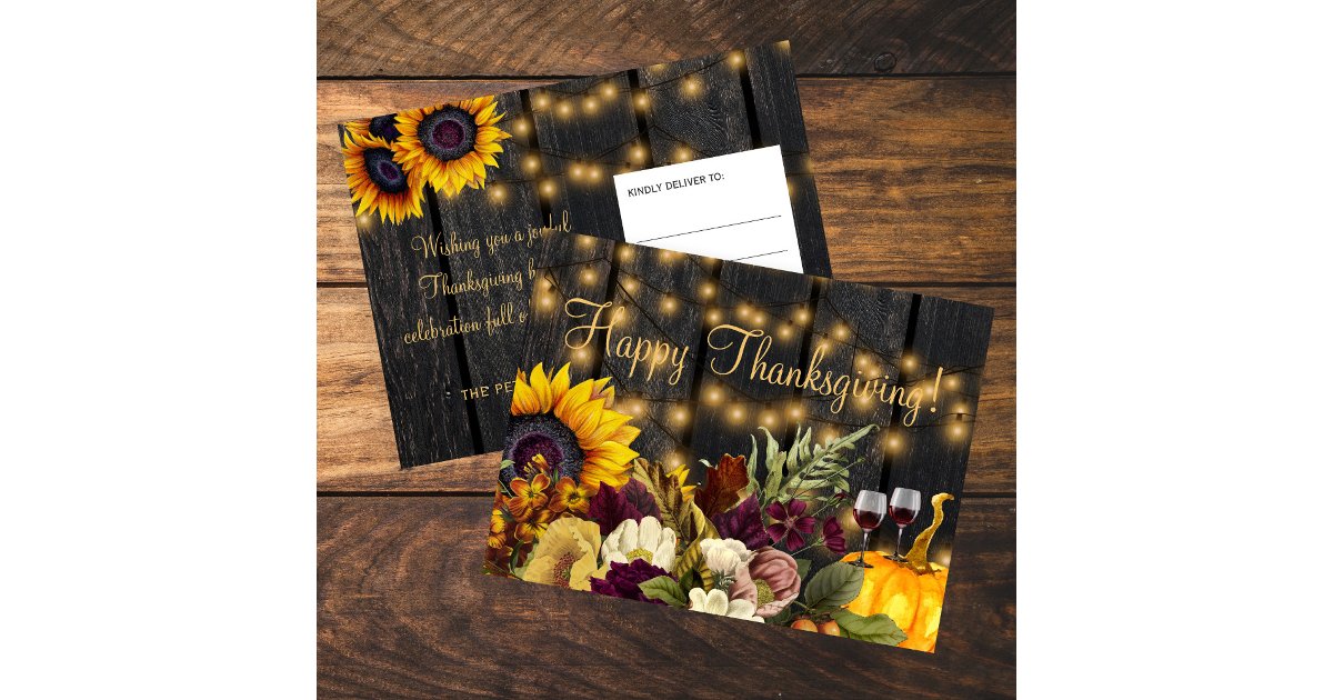 Happy Thanksgiving barn wood rustic greeting Postcard | Zazzle