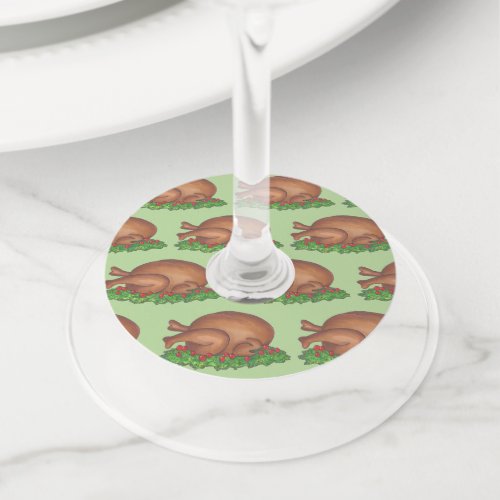 Happy Thanksgiving Basted Turkey Day Dinner Food Wine Glass Tag