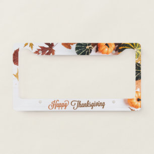 Happy Thanksgiving Beautiful Fall Pumpkins License Plate Frame