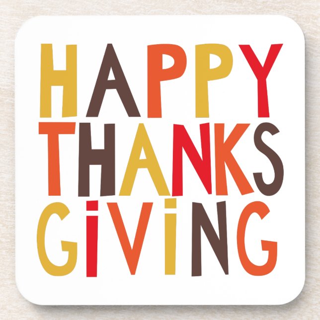 Happy Thanksgiving! Beverage Coaster (Front)