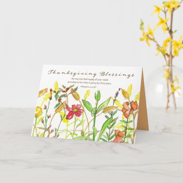 Happy Thanksgiving Bible Verse Philippians Flowers Card (Yellow Flower)