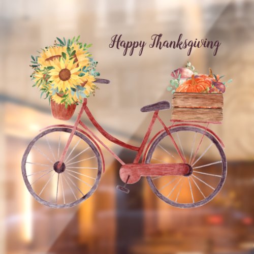 Happy Thanksgiving Bicycle   Window Cling