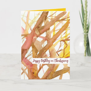 Happy Thanksgiving Birthday Fall Tree Branches  Card