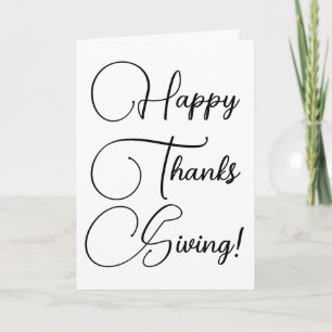 Happy Thanksgiving black custom script elegant Card