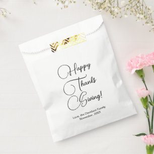Happy Thanksgiving black custom script elegant Favor Bag