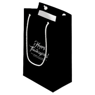 Happy Thanksgiving black elegant custom script Small Gift Bag