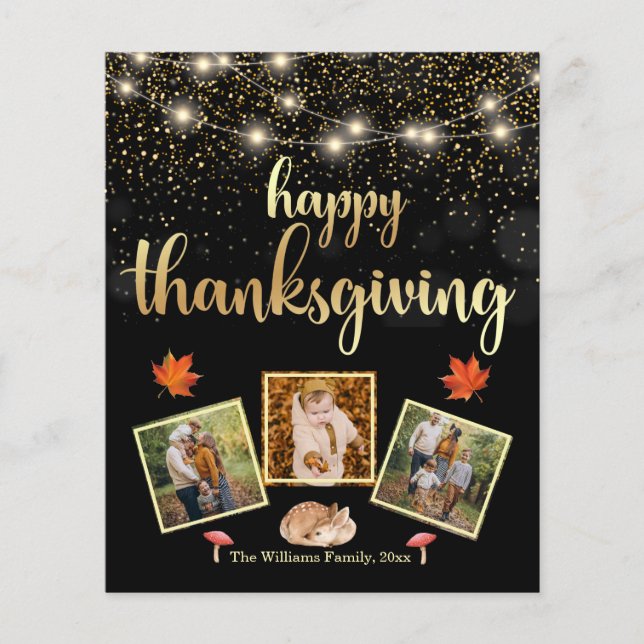 happy thanksgiving black golden 3 photos collage  flyer (Front)