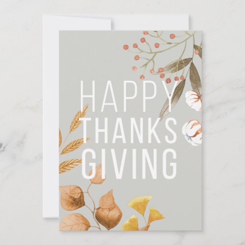 Happy Thanksgiving blue botanical customizable Holiday Card